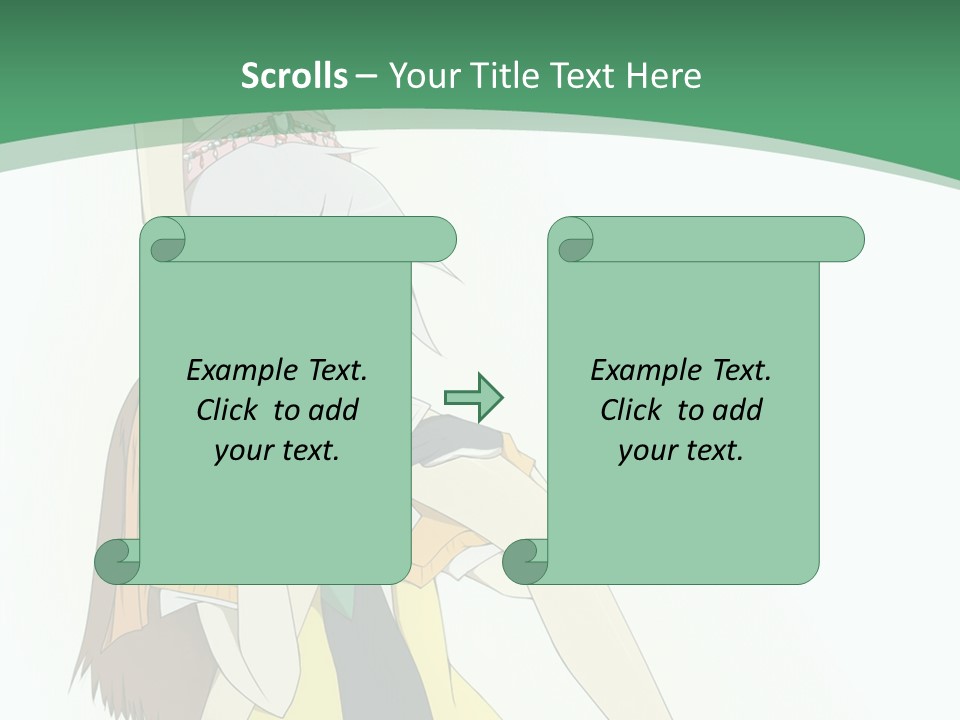 A Couple Of Anime Characters With A Green Background PowerPoint Template