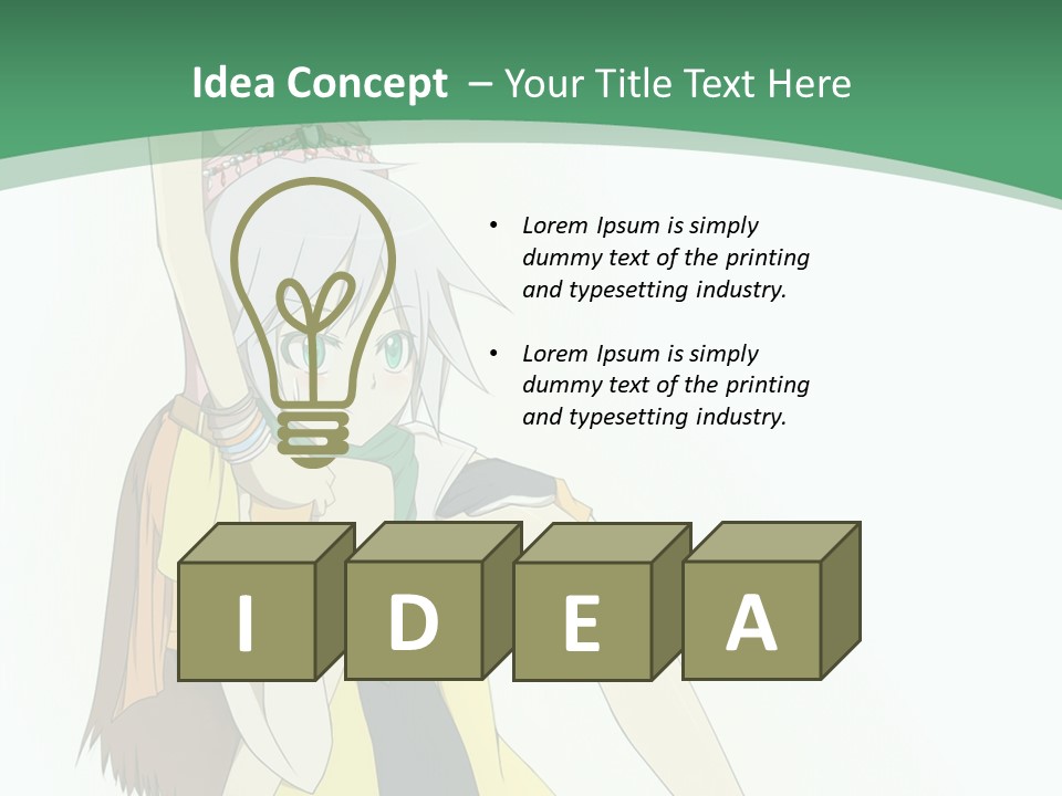 A Couple Of Anime Characters With A Green Background PowerPoint Template