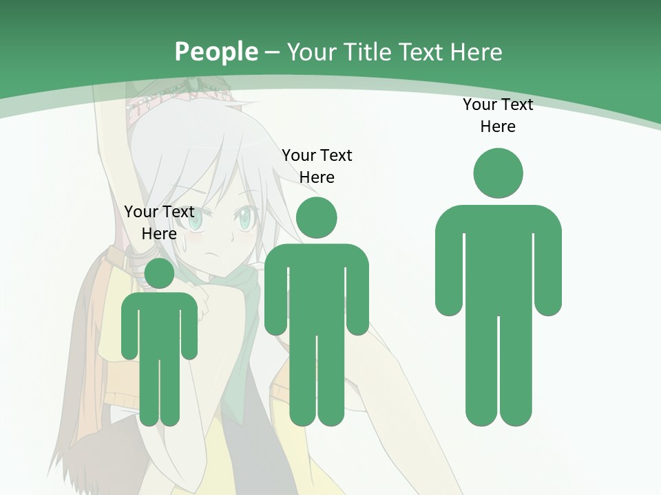 A Couple Of Anime Characters With A Green Background PowerPoint Template
