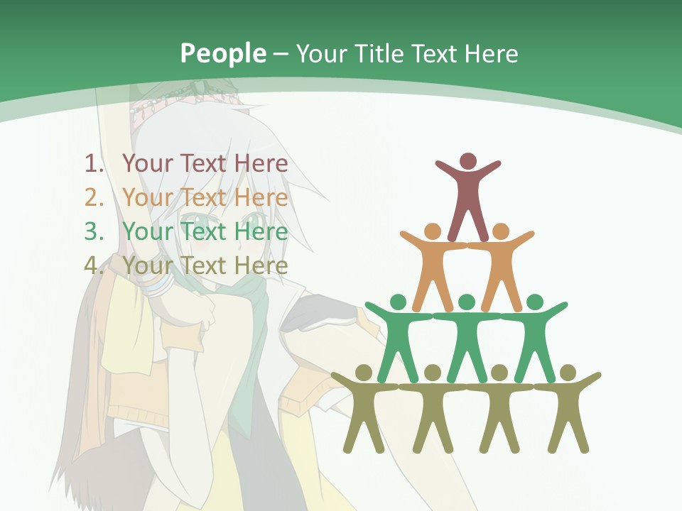 A Couple Of Anime Characters With A Green Background PowerPoint Template