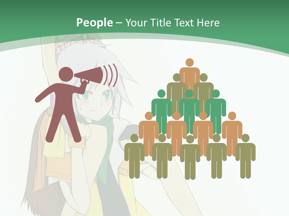 A Couple Of Anime Characters With A Green Background PowerPoint Template