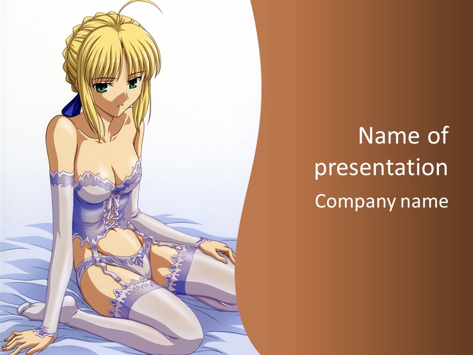 A Woman In Lingerie Sitting On A Bed PowerPoint Template