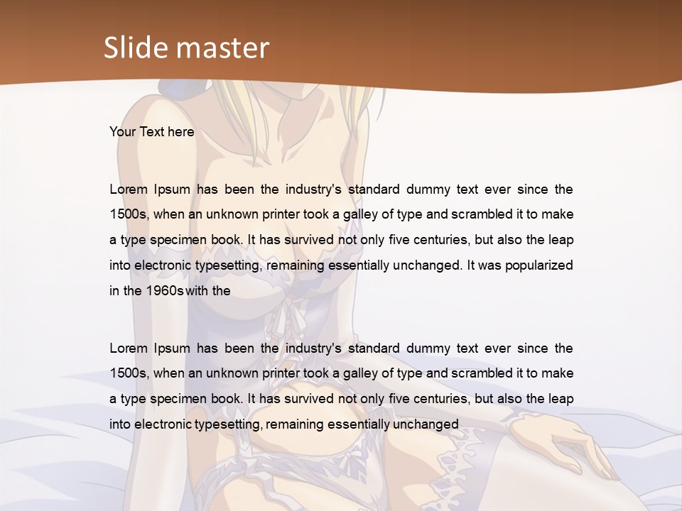 A Woman In Lingerie Sitting On A Bed PowerPoint Template