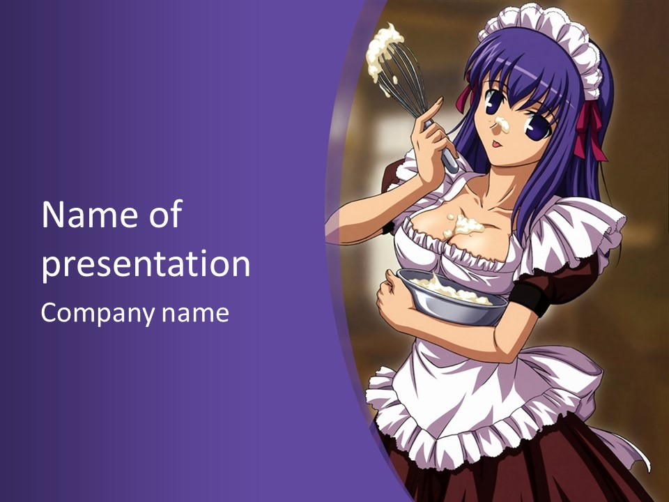 A Woman Dressed In A Maid Outfit Holding A Whisk PowerPoint Template