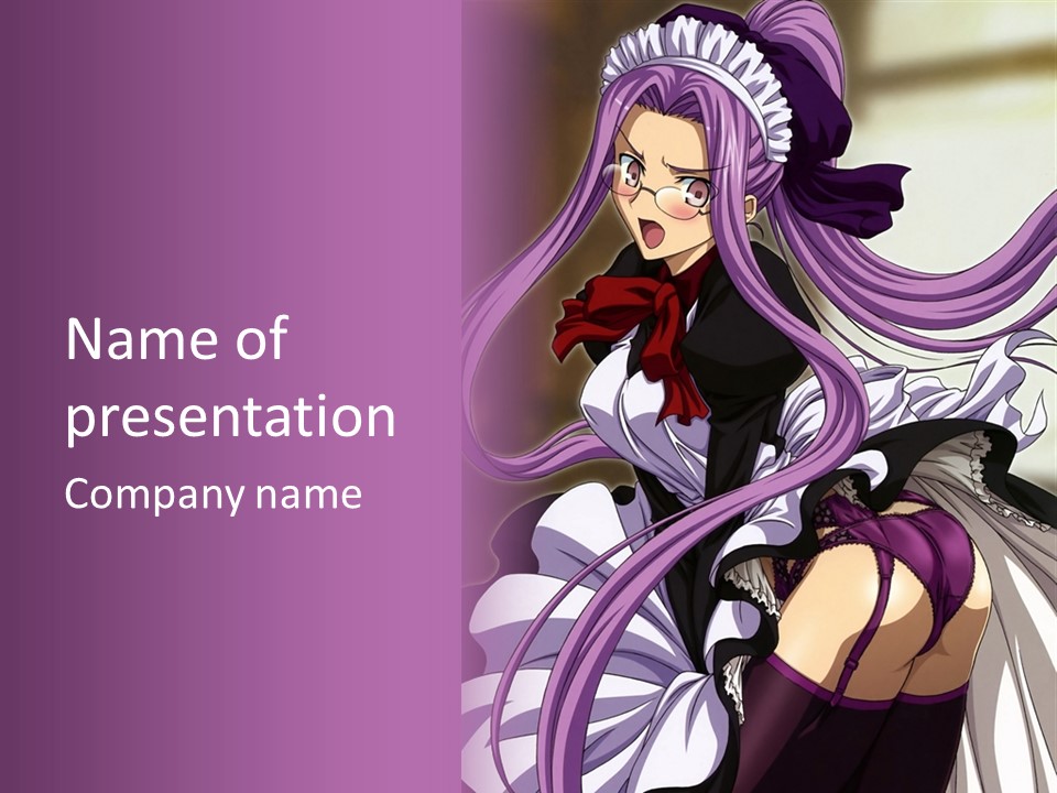 A Woman With Long Purple Hair Is Wearing A Dress PowerPoint Template
