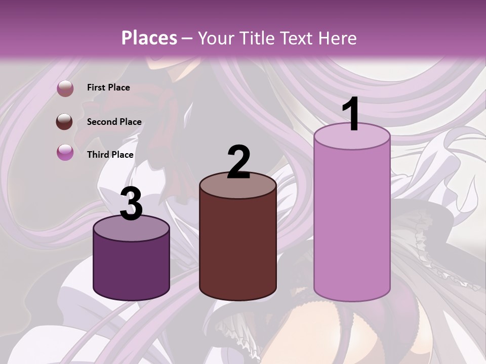 A Woman With Long Purple Hair Is Wearing A Dress PowerPoint Template