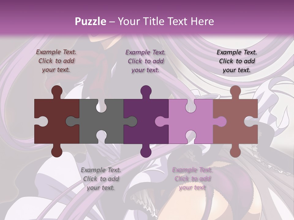 A Woman With Long Purple Hair Is Wearing A Dress PowerPoint Template