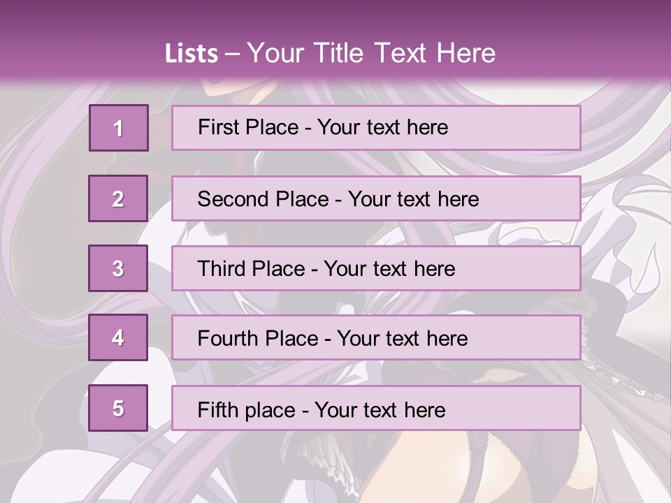 A Woman With Long Purple Hair Is Wearing A Dress PowerPoint Template