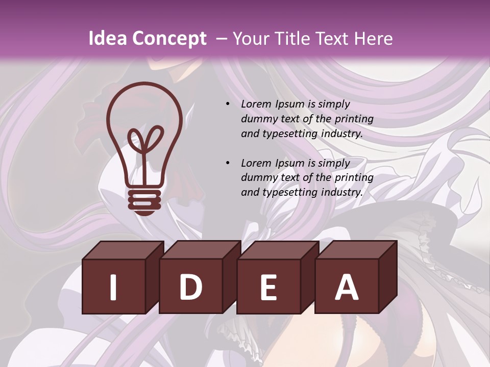 A Woman With Long Purple Hair Is Wearing A Dress PowerPoint Template