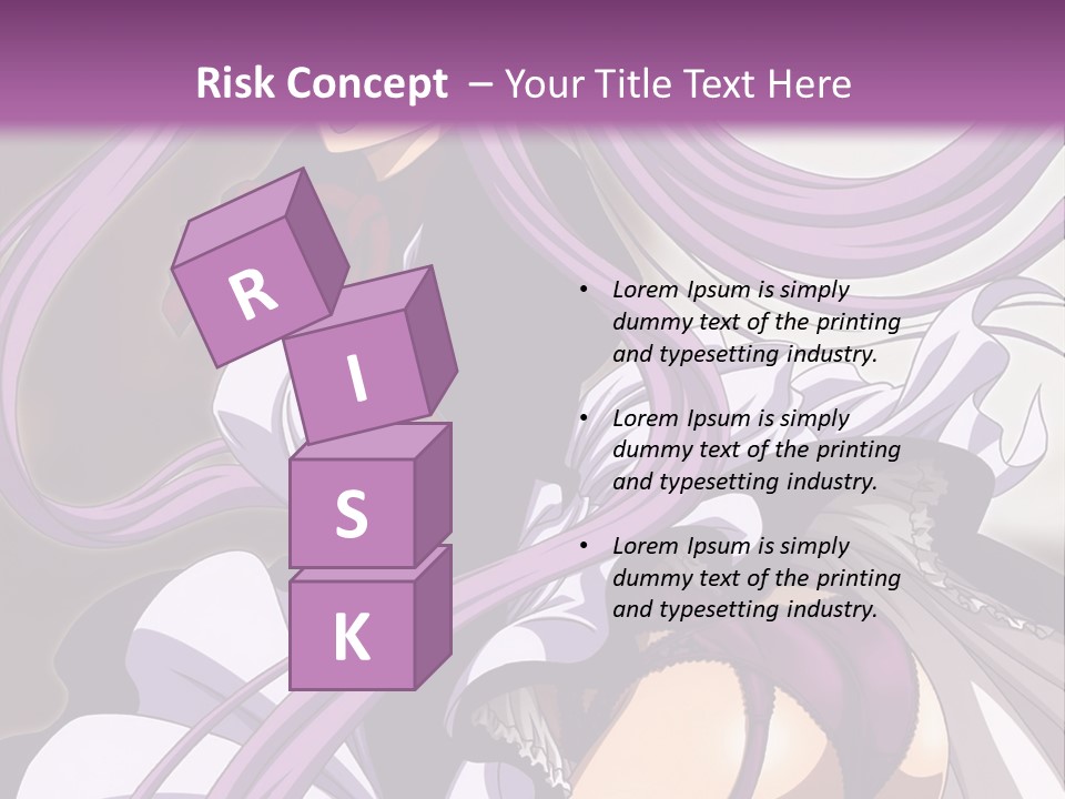 A Woman With Long Purple Hair Is Wearing A Dress PowerPoint Template