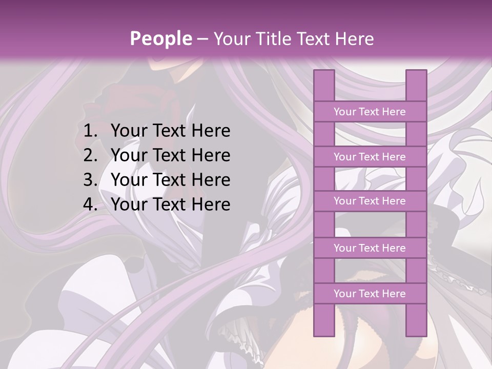 A Woman With Long Purple Hair Is Wearing A Dress PowerPoint Template