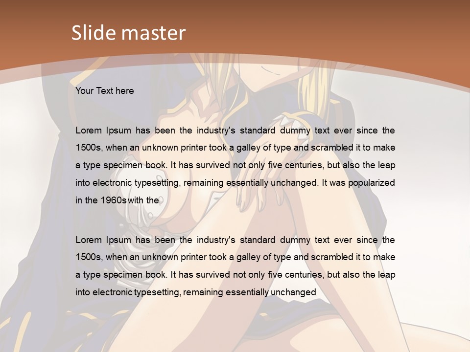 A Woman In A Blue Dress Sitting On A Bed PowerPoint Template