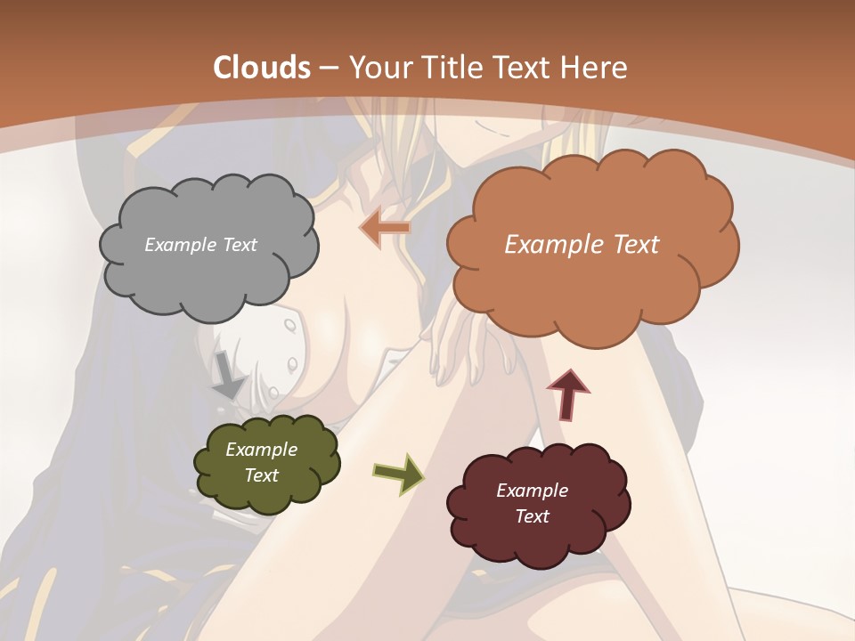 A Woman In A Blue Dress Sitting On A Bed PowerPoint Template