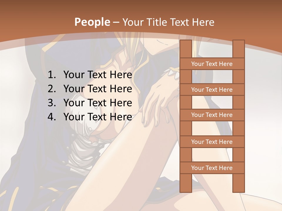 A Woman In A Blue Dress Sitting On A Bed PowerPoint Template