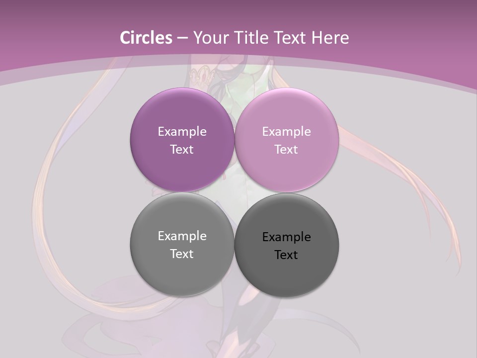 A Woman In A Green Dress With Long Hair Is Standing In Front Of A Purple PowerPoint Template