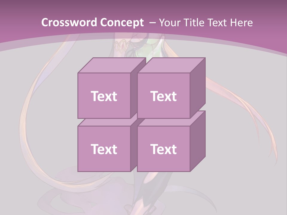 A Woman In A Green Dress With Long Hair Is Standing In Front Of A Purple PowerPoint Template