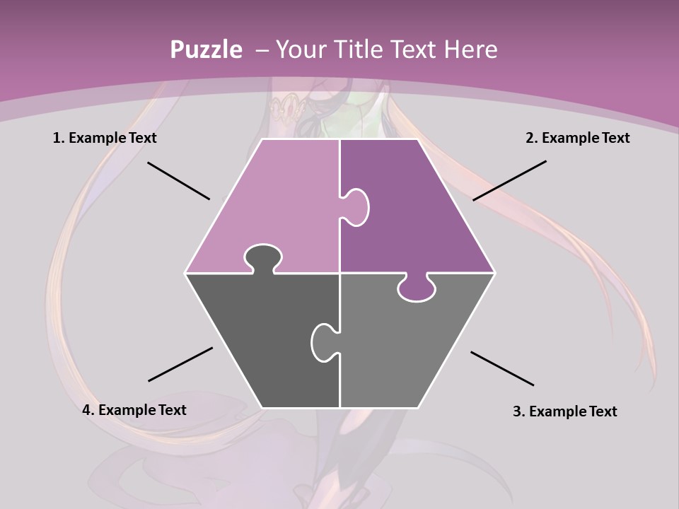 A Woman In A Green Dress With Long Hair Is Standing In Front Of A Purple PowerPoint Template