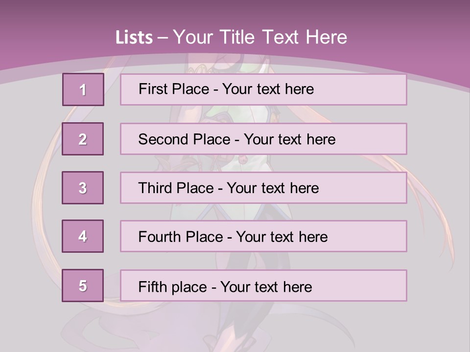 A Woman In A Green Dress With Long Hair Is Standing In Front Of A Purple PowerPoint Template