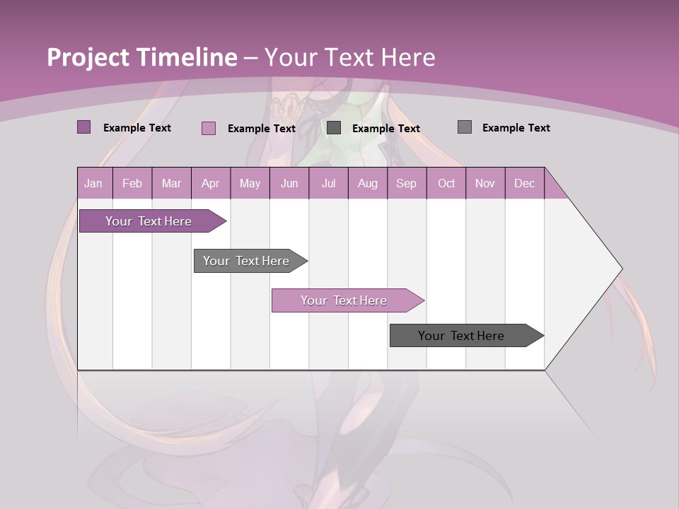 A Woman In A Green Dress With Long Hair Is Standing In Front Of A Purple PowerPoint Template