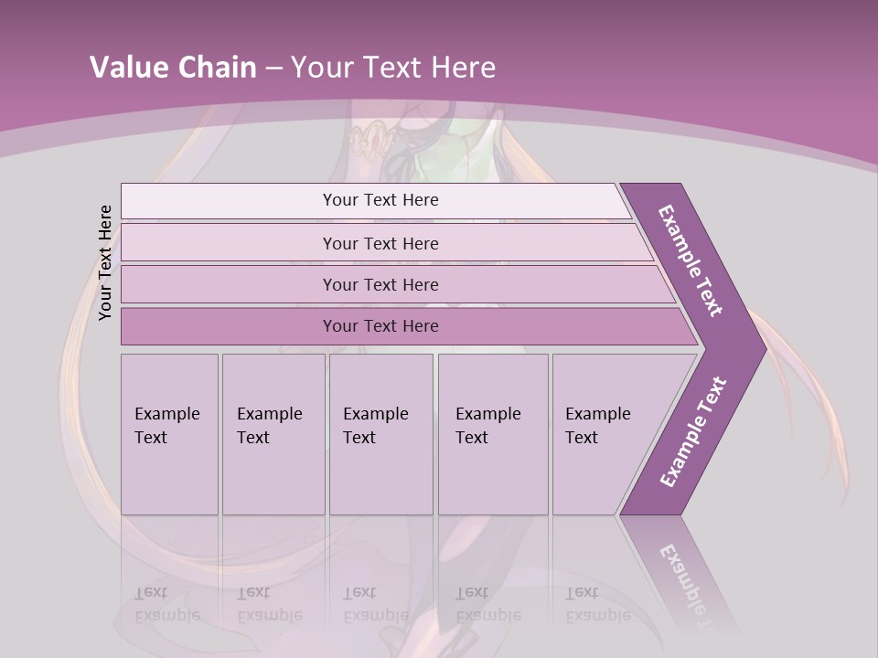 A Woman In A Green Dress With Long Hair Is Standing In Front Of A Purple PowerPoint Template