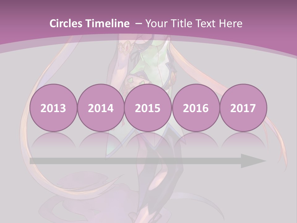 A Woman In A Green Dress With Long Hair Is Standing In Front Of A Purple PowerPoint Template