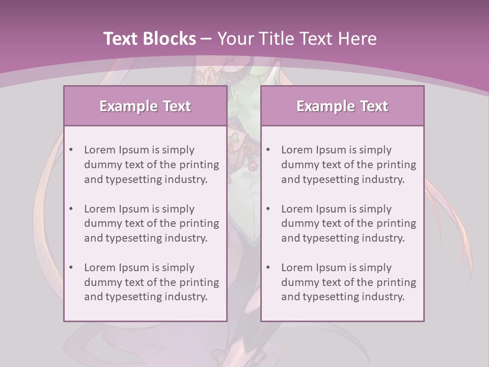 A Woman In A Green Dress With Long Hair Is Standing In Front Of A Purple PowerPoint Template