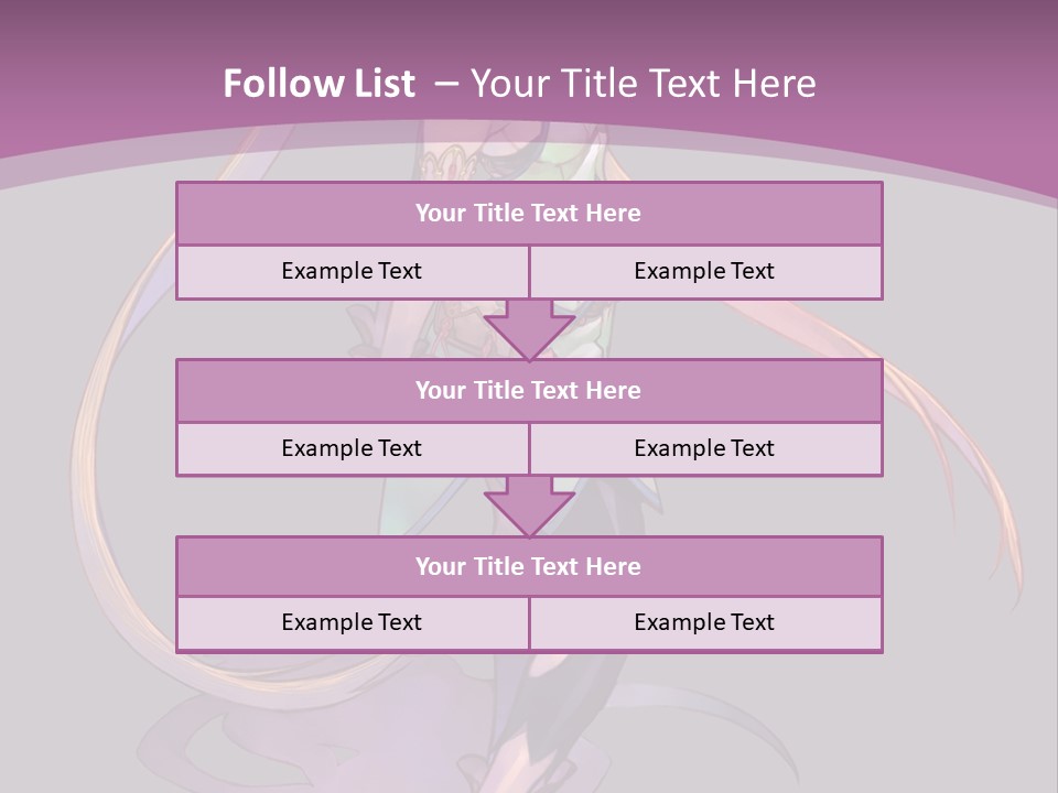A Woman In A Green Dress With Long Hair Is Standing In Front Of A Purple PowerPoint Template