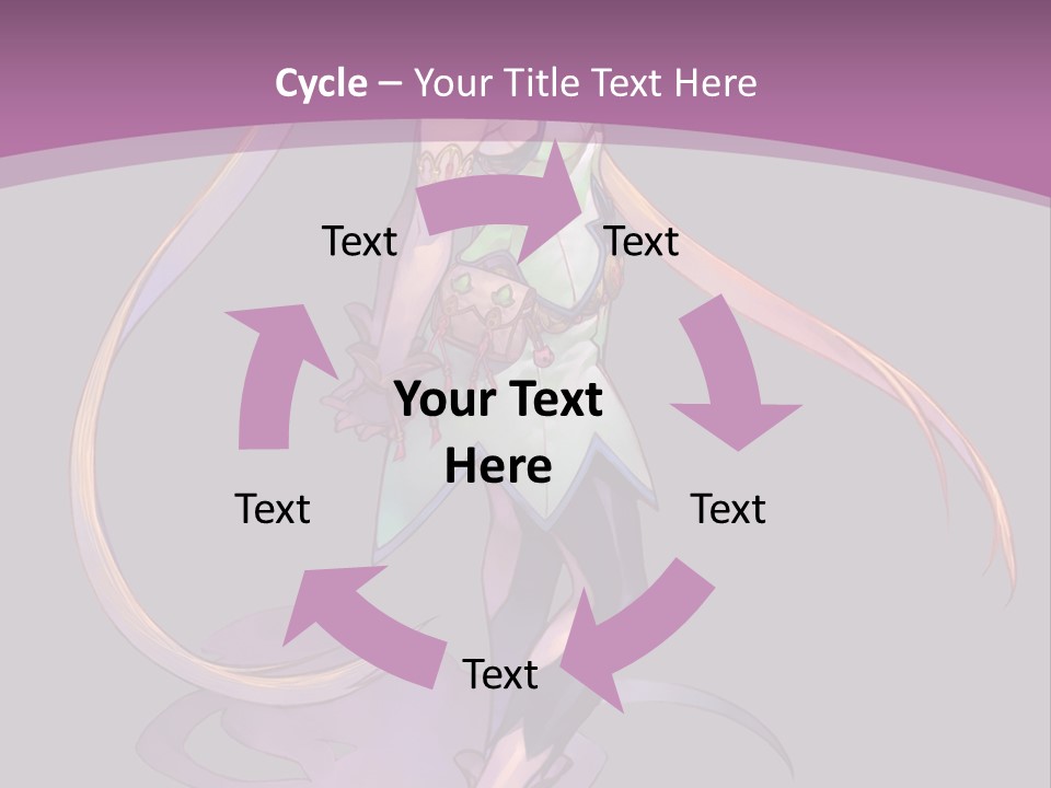 A Woman In A Green Dress With Long Hair Is Standing In Front Of A Purple PowerPoint Template