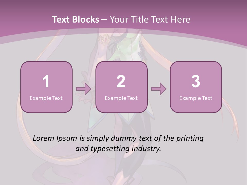 A Woman In A Green Dress With Long Hair Is Standing In Front Of A Purple PowerPoint Template