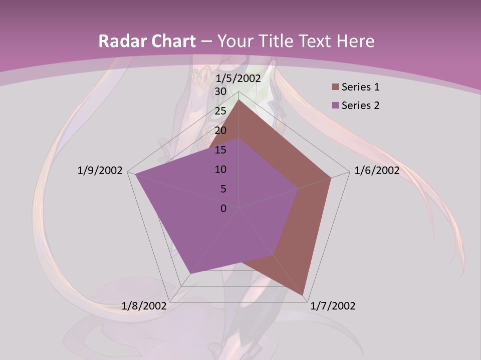 A Woman In A Green Dress With Long Hair Is Standing In Front Of A Purple PowerPoint Template