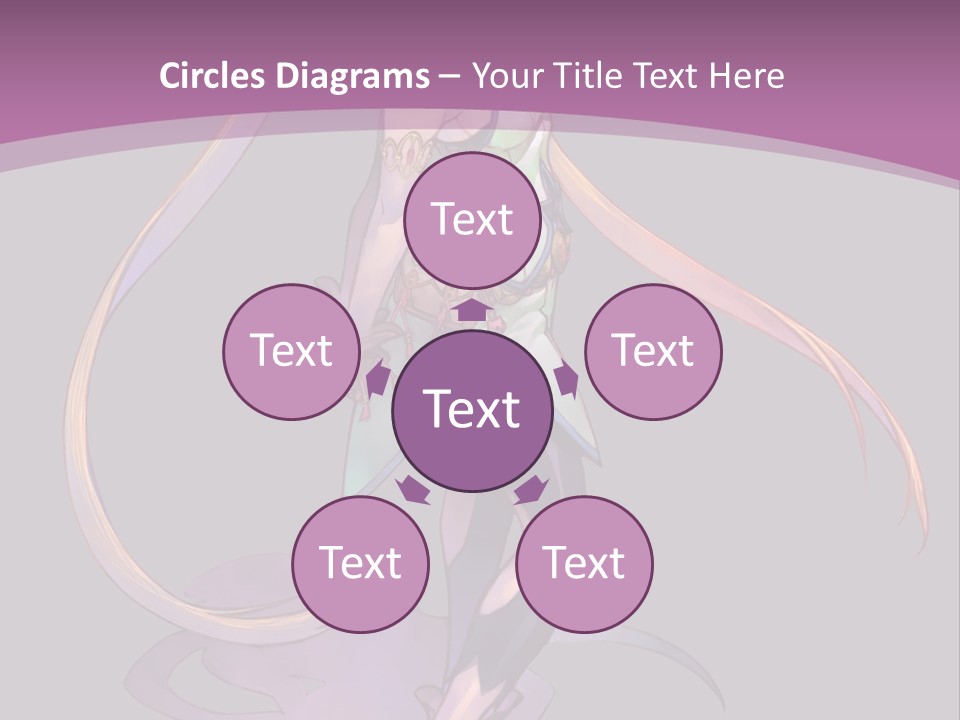 A Woman In A Green Dress With Long Hair Is Standing In Front Of A Purple PowerPoint Template