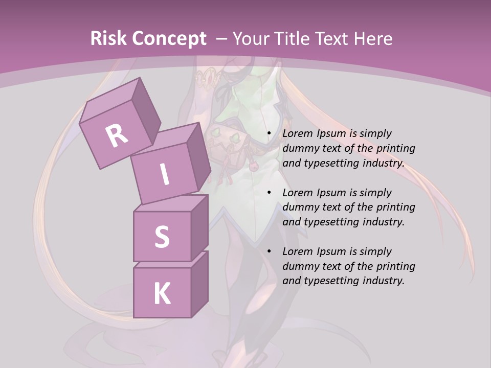 A Woman In A Green Dress With Long Hair Is Standing In Front Of A Purple PowerPoint Template