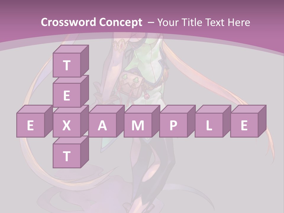 A Woman In A Green Dress With Long Hair Is Standing In Front Of A Purple PowerPoint Template