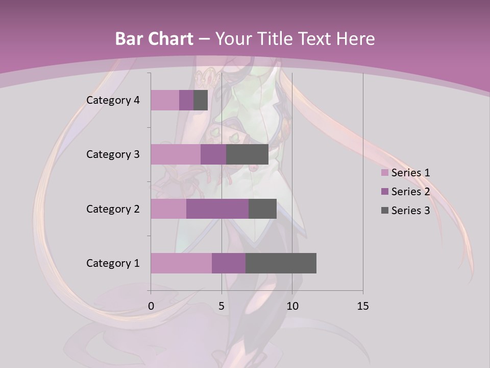 A Woman In A Green Dress With Long Hair Is Standing In Front Of A Purple PowerPoint Template