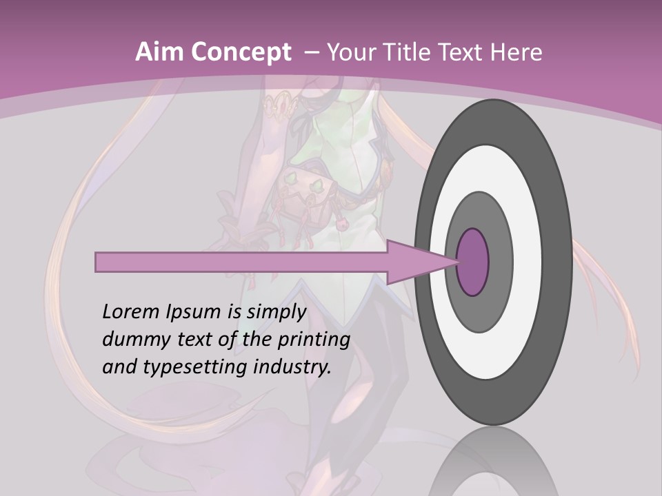 A Woman In A Green Dress With Long Hair Is Standing In Front Of A Purple PowerPoint Template