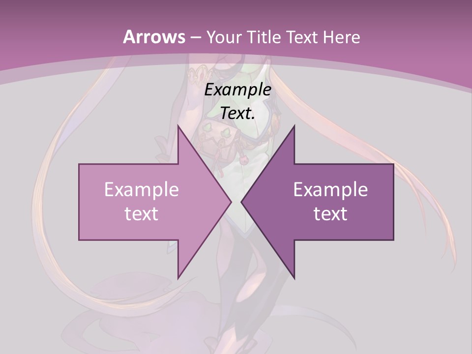 A Woman In A Green Dress With Long Hair Is Standing In Front Of A Purple PowerPoint Template