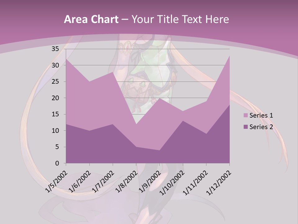 A Woman In A Green Dress With Long Hair Is Standing In Front Of A Purple PowerPoint Template