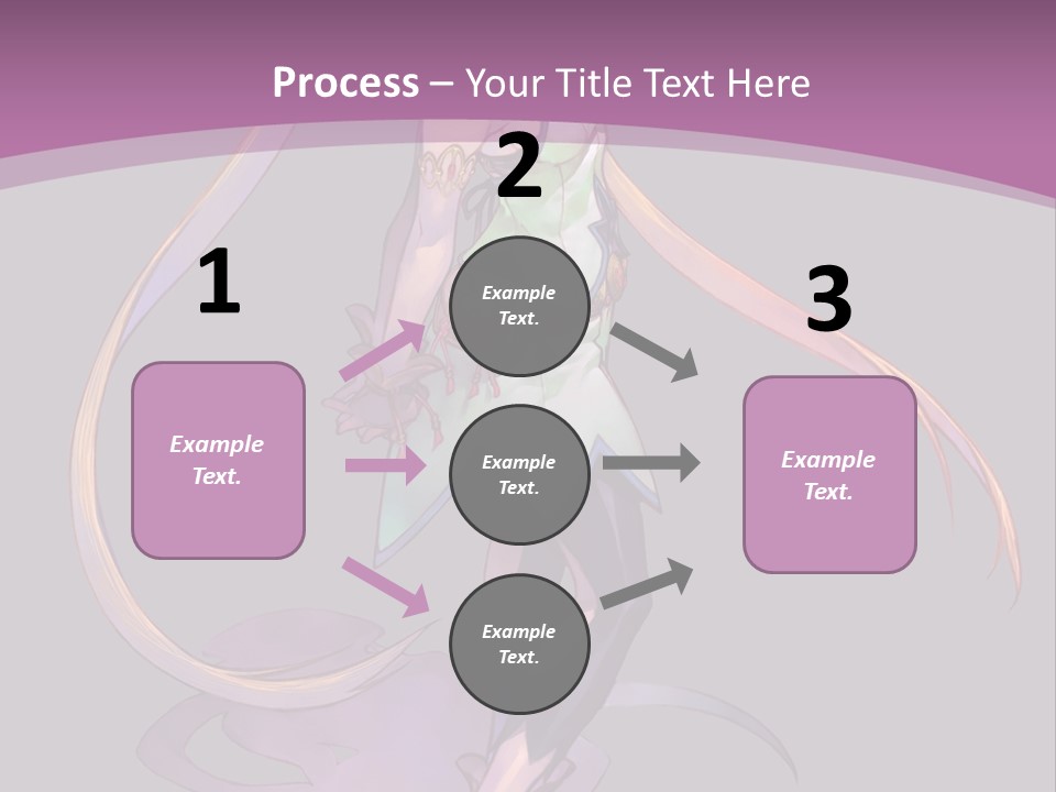 A Woman In A Green Dress With Long Hair Is Standing In Front Of A Purple PowerPoint Template