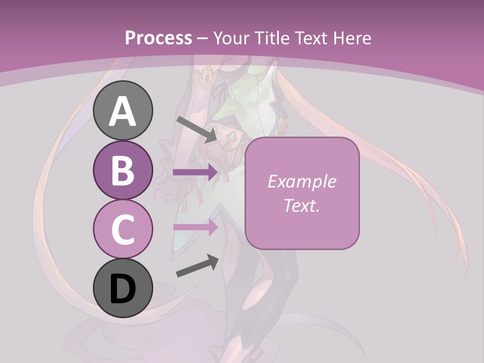 A Woman In A Green Dress With Long Hair Is Standing In Front Of A Purple PowerPoint Template