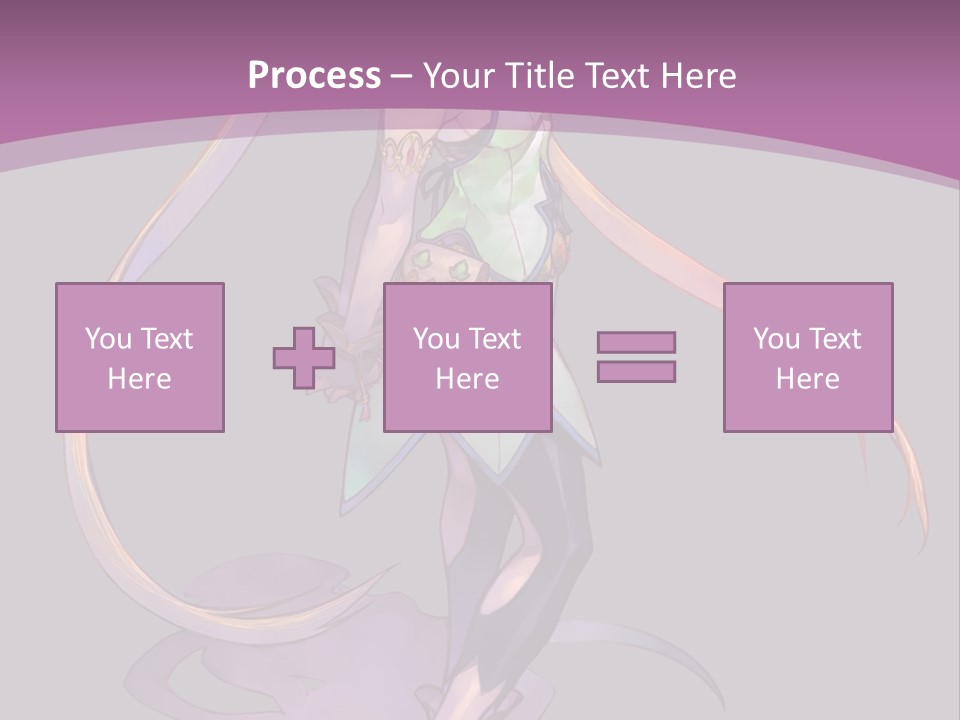 A Woman In A Green Dress With Long Hair Is Standing In Front Of A Purple PowerPoint Template