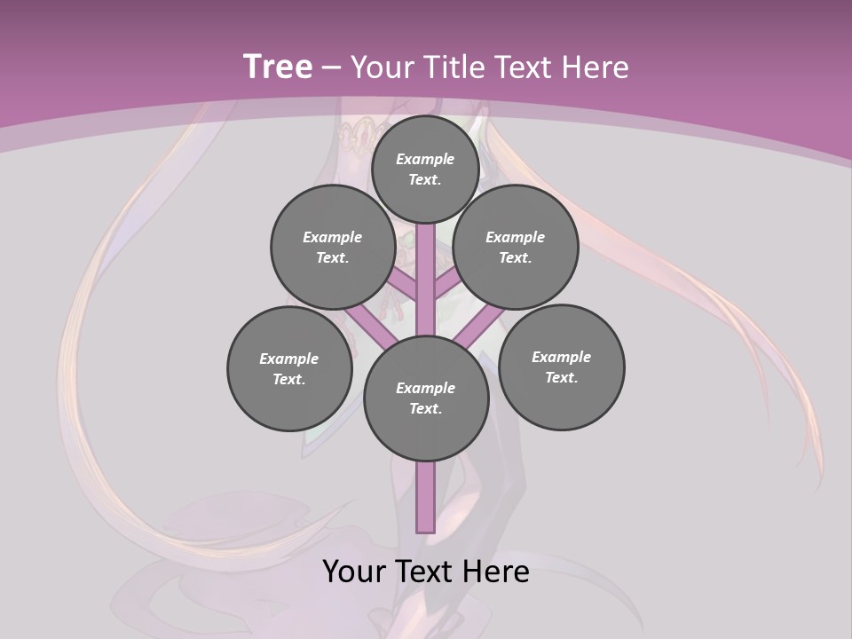 A Woman In A Green Dress With Long Hair Is Standing In Front Of A Purple PowerPoint Template