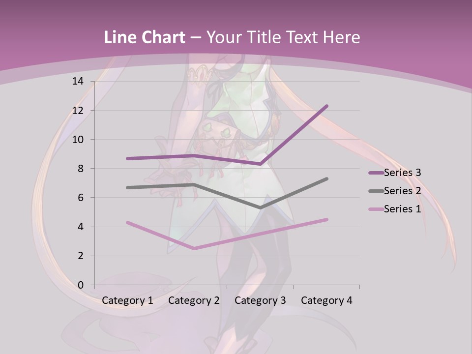 A Woman In A Green Dress With Long Hair Is Standing In Front Of A Purple PowerPoint Template