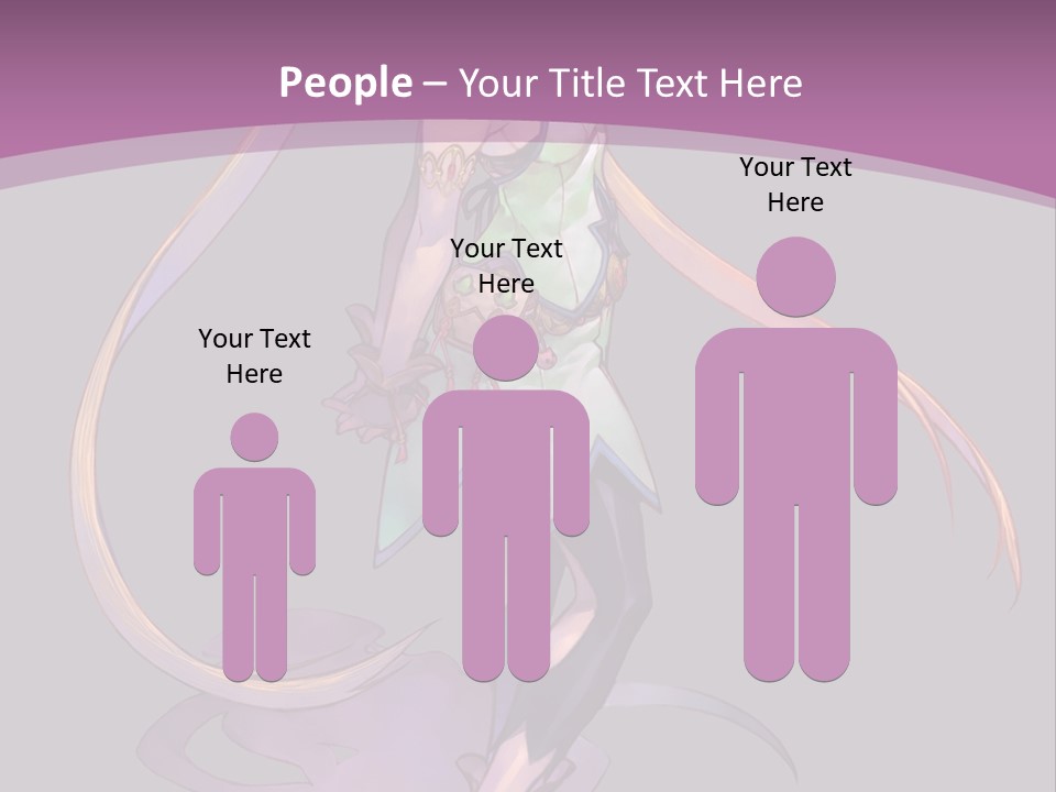 A Woman In A Green Dress With Long Hair Is Standing In Front Of A Purple PowerPoint Template