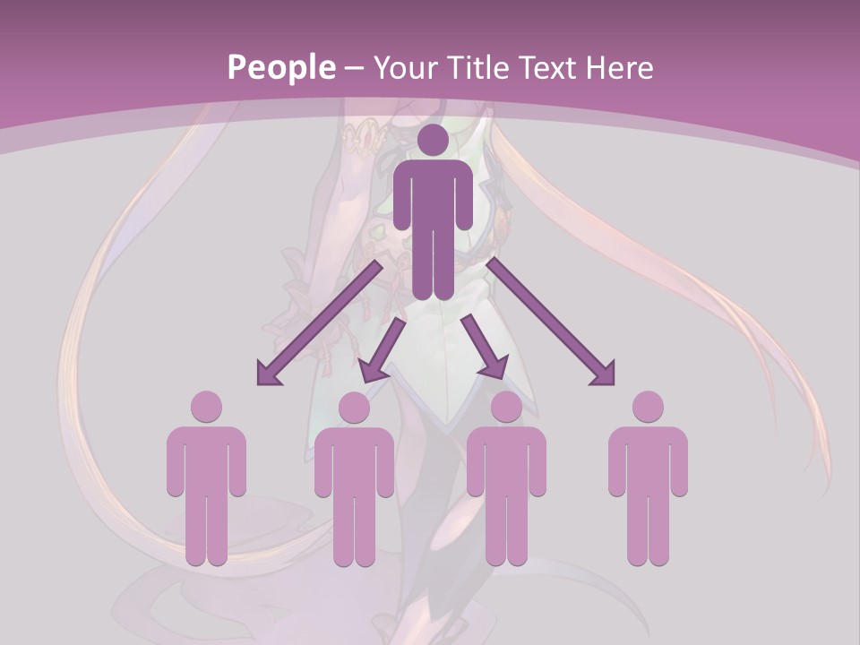 A Woman In A Green Dress With Long Hair Is Standing In Front Of A Purple PowerPoint Template