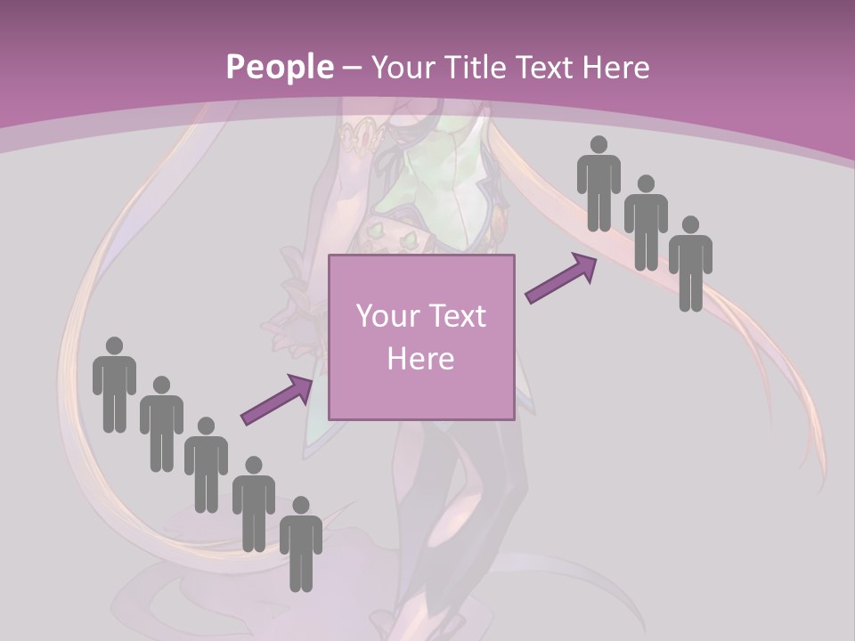 A Woman In A Green Dress With Long Hair Is Standing In Front Of A Purple PowerPoint Template