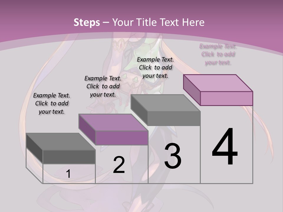 A Woman In A Green Dress With Long Hair Is Standing In Front Of A Purple PowerPoint Template