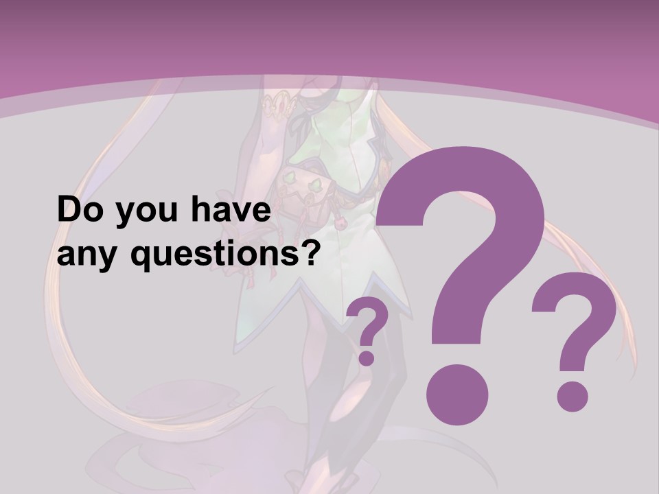 A Woman In A Green Dress With Long Hair Is Standing In Front Of A Purple PowerPoint Template