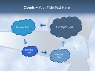 A Woman Holding A Sign With A Sky Background PowerPoint Template