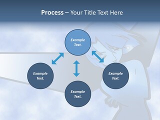 A Woman Holding A Sign With A Sky Background PowerPoint Template