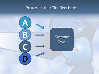 A Woman Holding A Sign With A Sky Background PowerPoint Template